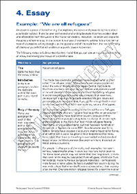 Essay exemplar, comprehension Qs and language features task.