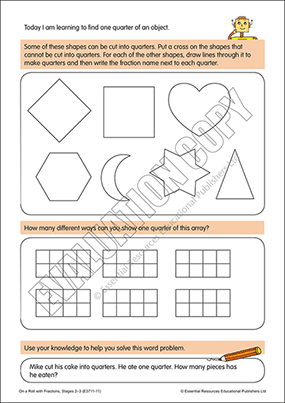 Find one quarter of an object, array or picture Cover