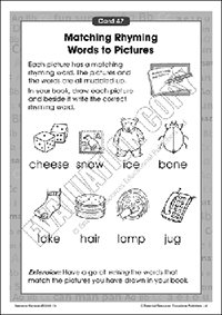 Matching rhyming words to pictures