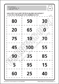 Order numbers to 100 and skip count in 5s and 10s