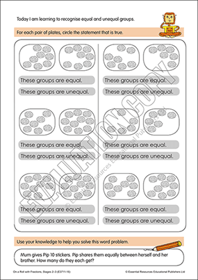 Recognise equal and unequal parts Cover