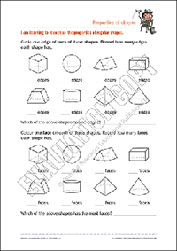 Recognise the properties of 3-D  shapes