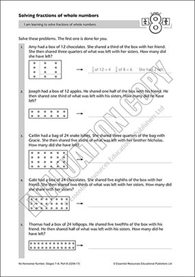 Solve fractions of whole numbers Cover