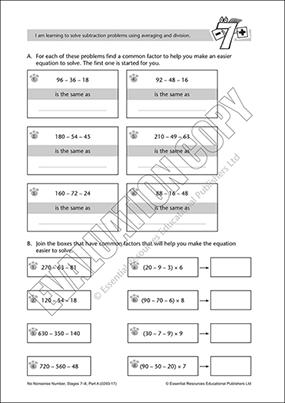 Solve subtraction problems where common factors can be found Cover
