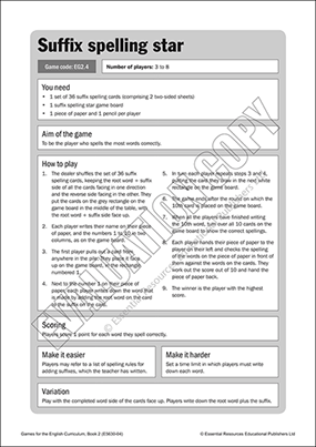 Spelling game: Suffix spelling star Cover