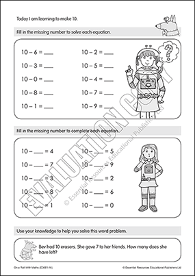 Subtraction equations from 10 with change unknown (Pt A) Cover