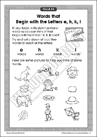 Words that begin with 'e','h', 'k' and 'l'